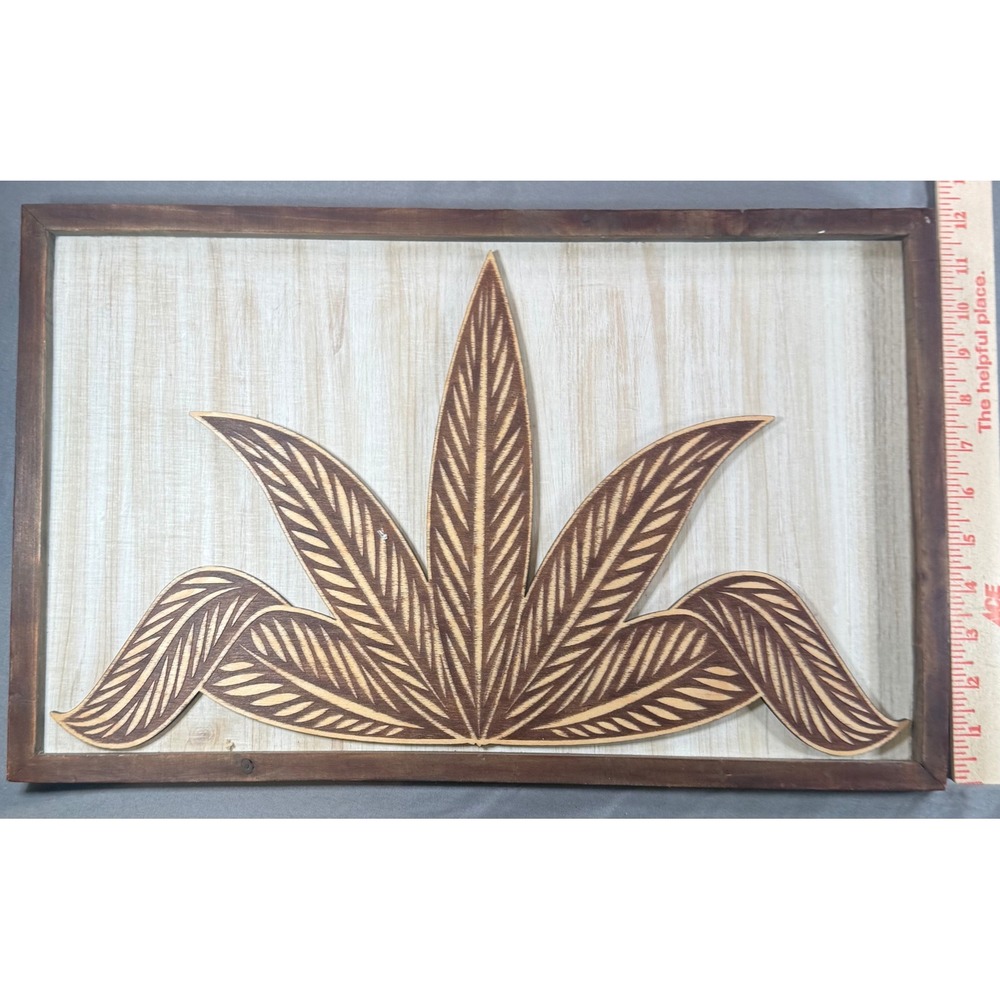 Handcrafted Wooden Botanical Leaf Wall Art Shadowbox Frame 12x18 Rustic Decor